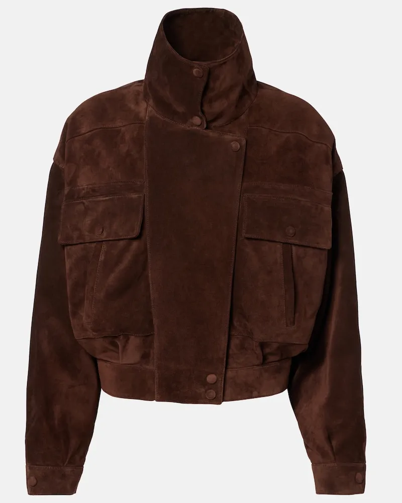 Saint Laurent Jacke aus Veloursleder Braun
