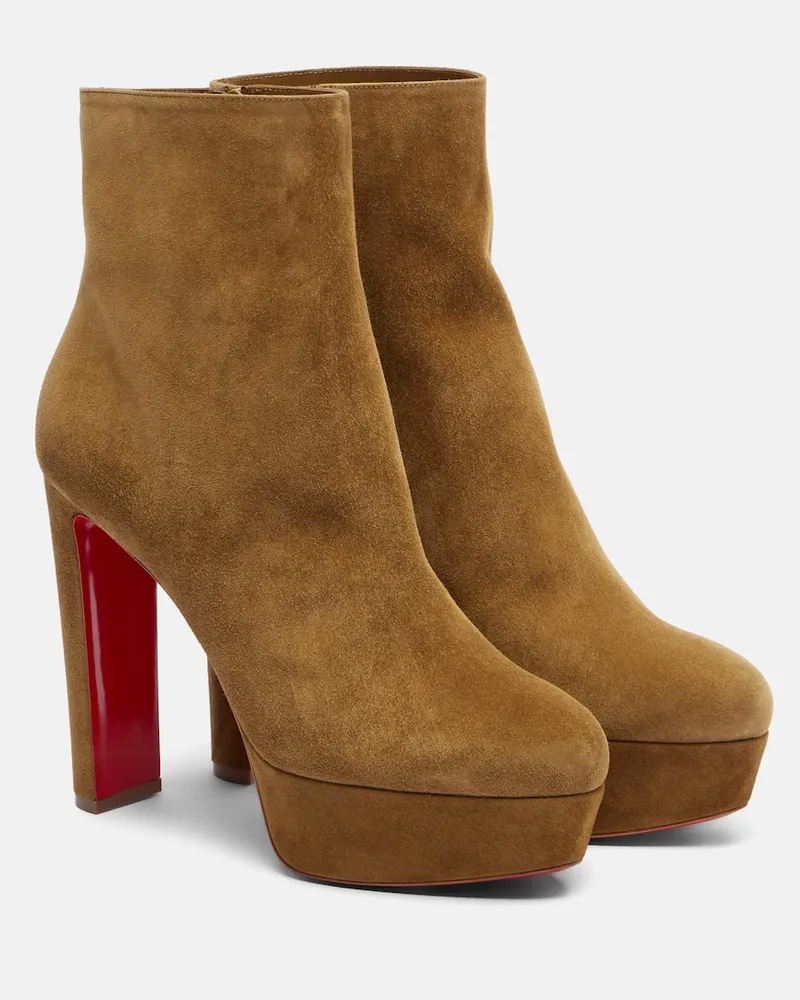 Christian Louboutin Ankle Boots Loo Booty 130 aus Veloursleder Grün