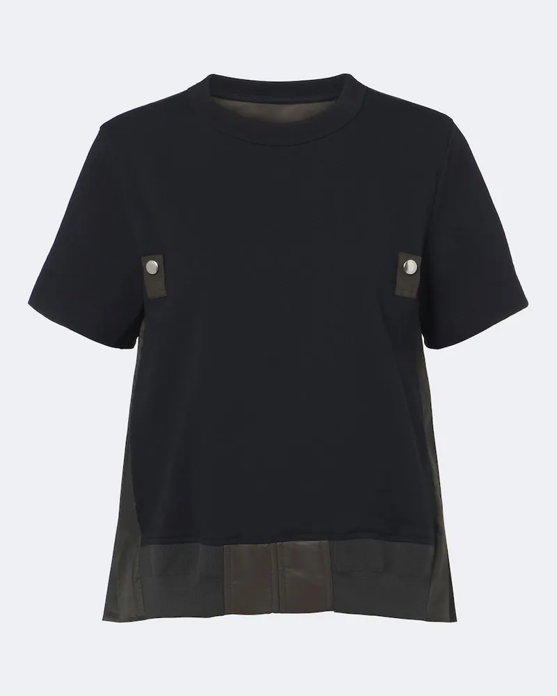 Sacai T-Shirt aus Baumwoll-Jersey Blau