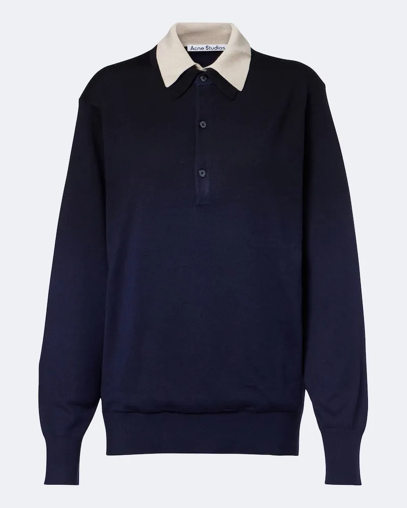 Acne Studios Polopullover aus Seide, Wolle und Kaschmir Blau