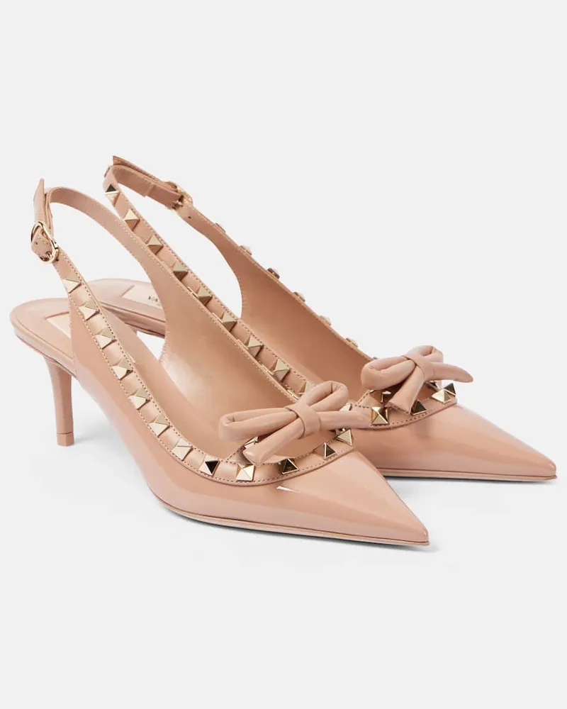 Valentino Garavani Slingback-Pumps Rockstud 60 aus Lackleder Beige