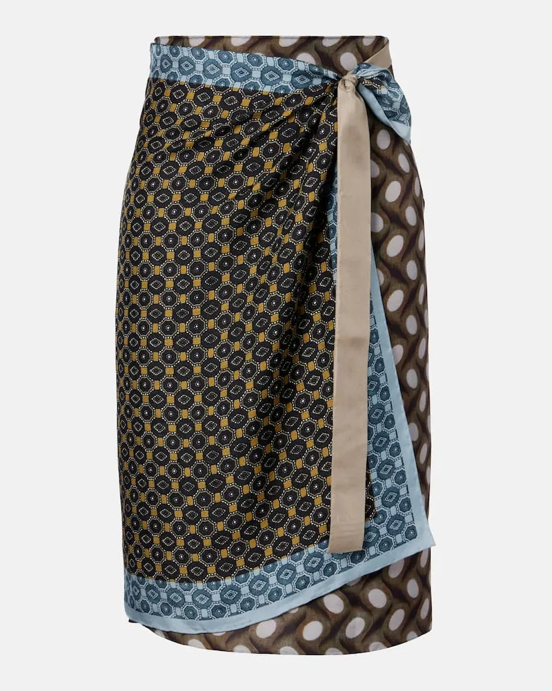 Dries van Noten Bedruckter Wickelrock aus Seide Multicolor