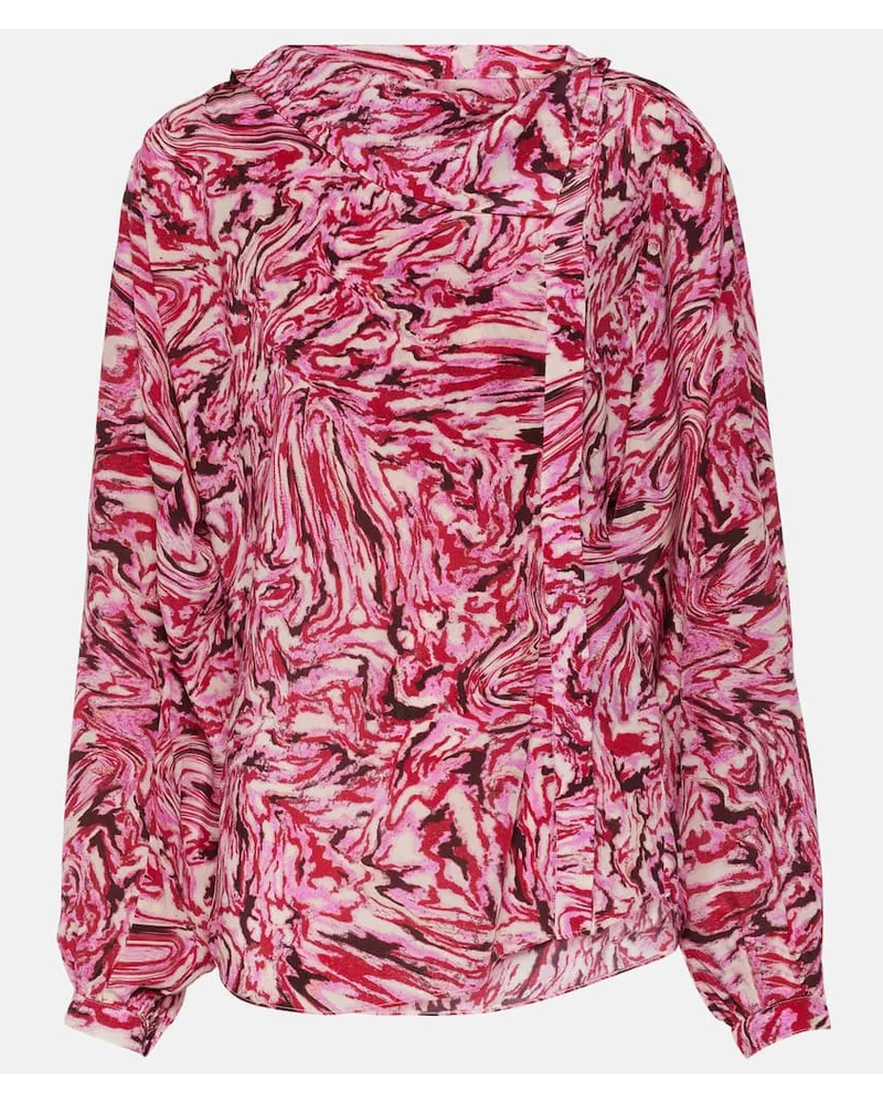 Isabel Marant Bedruckte Bluse Tiphaine aus Seide Rot
