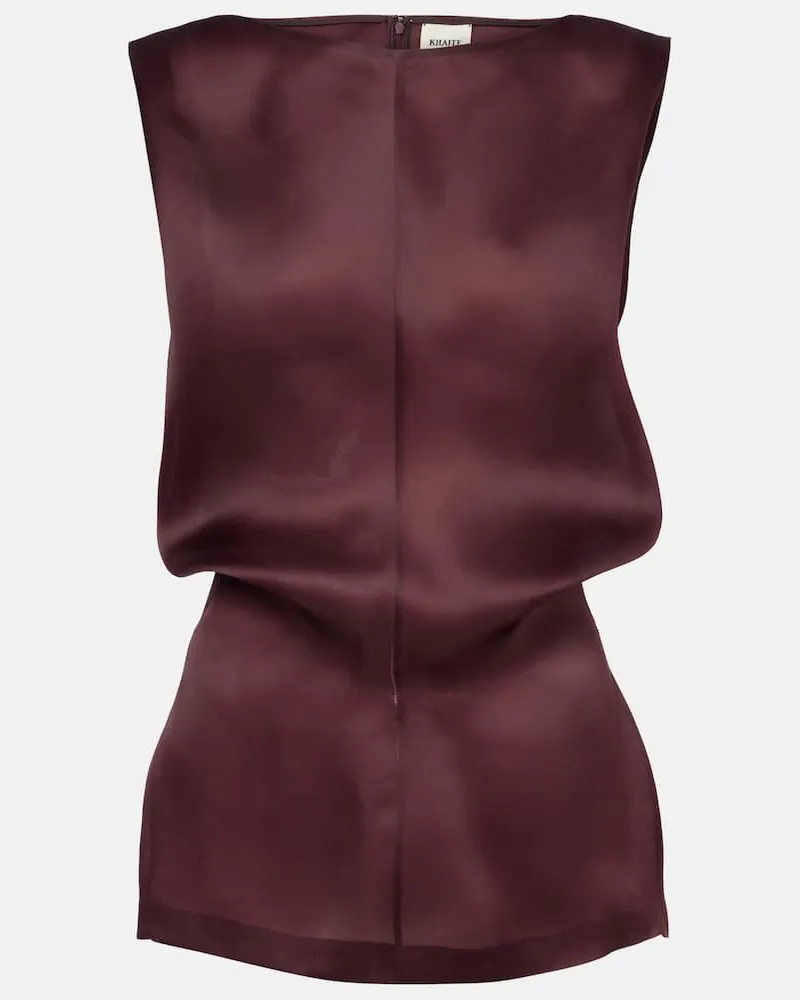 KHAITE Minikleid Toma aus Seide Burgunderrot