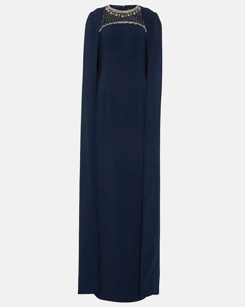 Jenny Packham Verzierte Robe aus Crêpe Blau