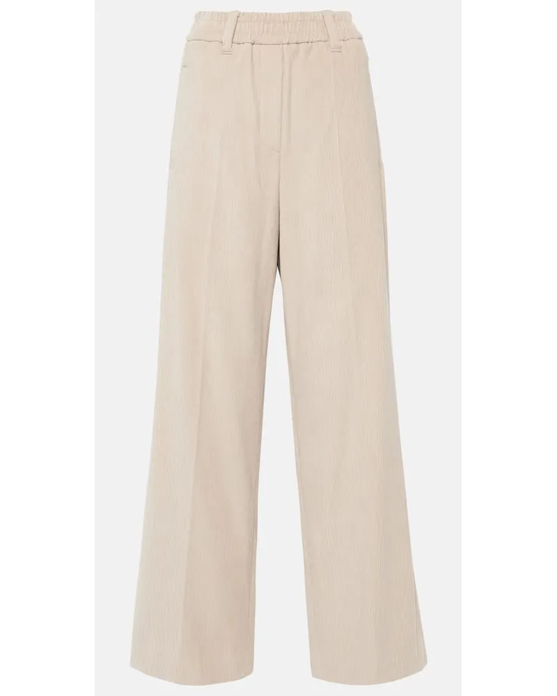 Brunello Cucinelli Weite Hose aus Baumwoll-Cord Braun