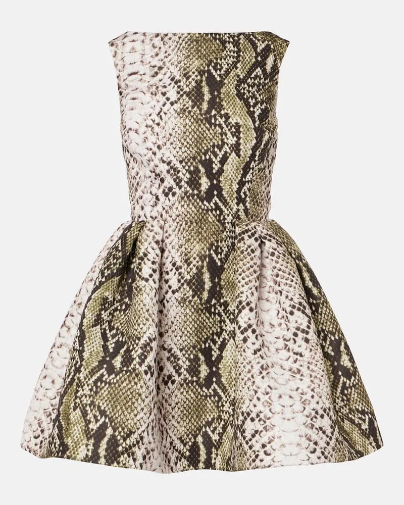 Oscar de la Renta Bedrucktes Minikleid aus Faille Multicolor