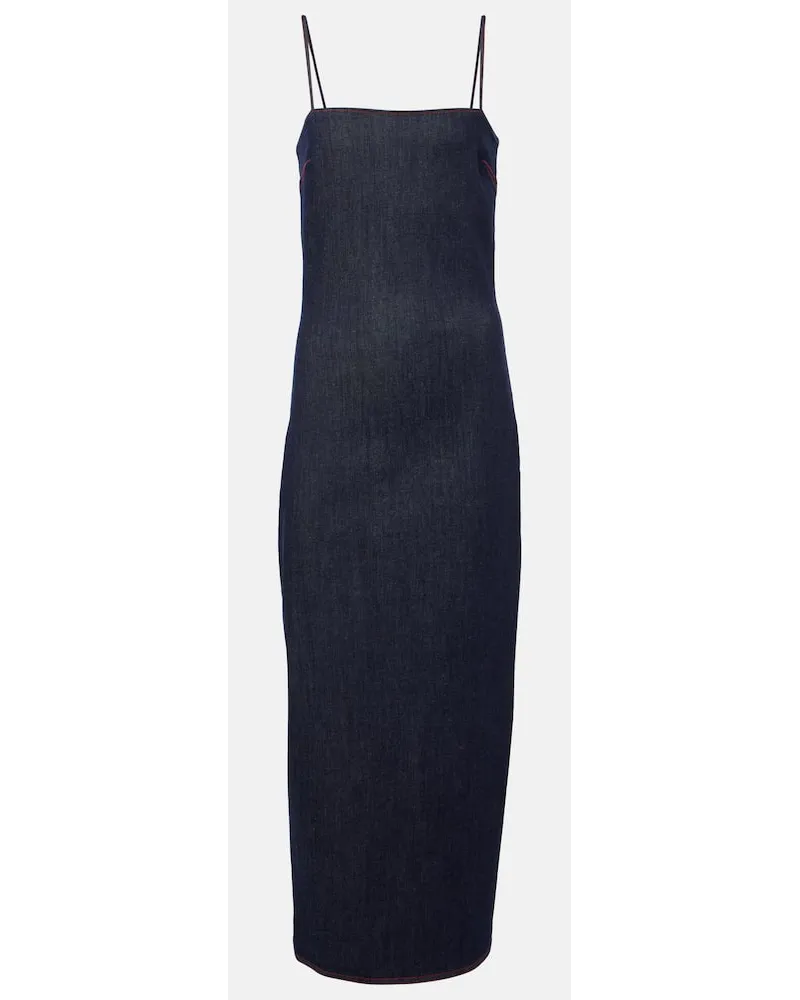 Alaïa Alaïa Midikleid aus Denim Blau