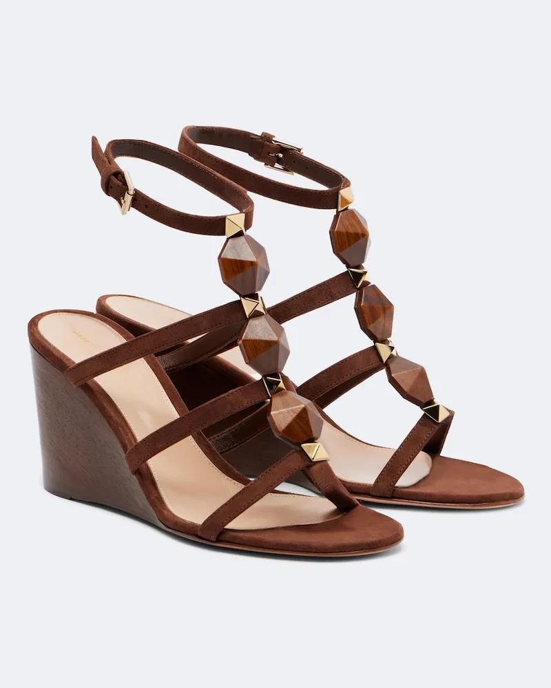 Gianvito Rossi Wedge-Sandalen aus Veloursleder Braun