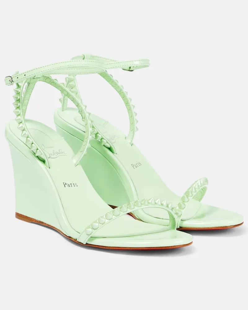Christian Louboutin Wedge-Sandalen So Me 85 aus Leder Grün
