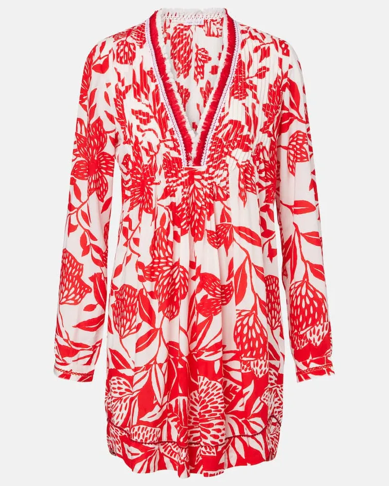 Poupette St Barth Bedrucktes Minikleid Ola Rot