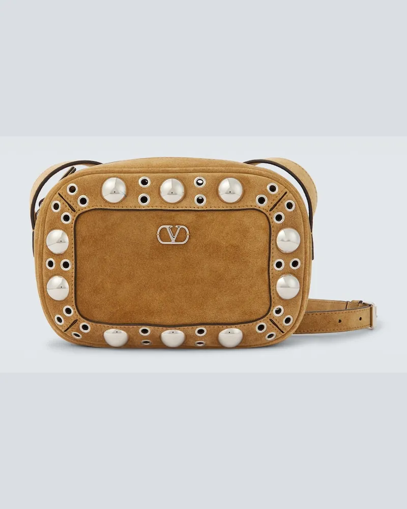 Valentino Garavani Crossbody Bag Nellcôte aus Veloursleder Beige