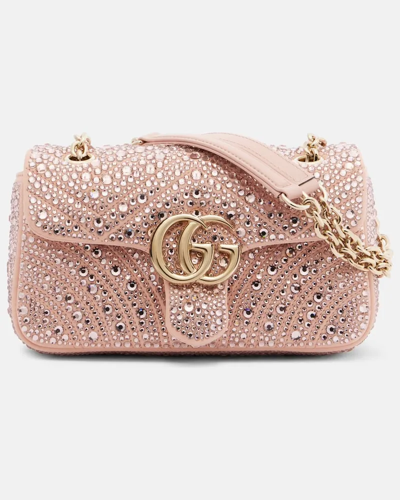 Gucci Schultertasche GG Marmont Small aus Leder Rosa