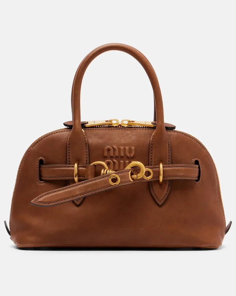 Miu Miu Tote Bag Adventure aus Leder Braun