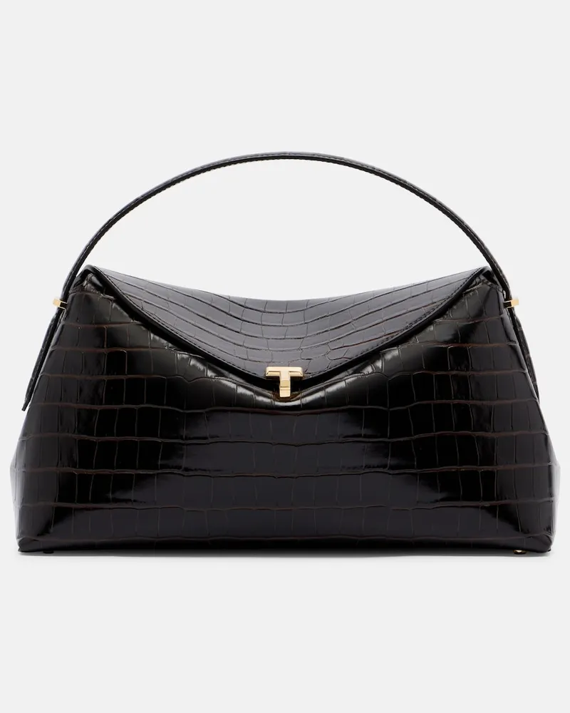 Totême Tote Bag T-Lock aus Leder Braun