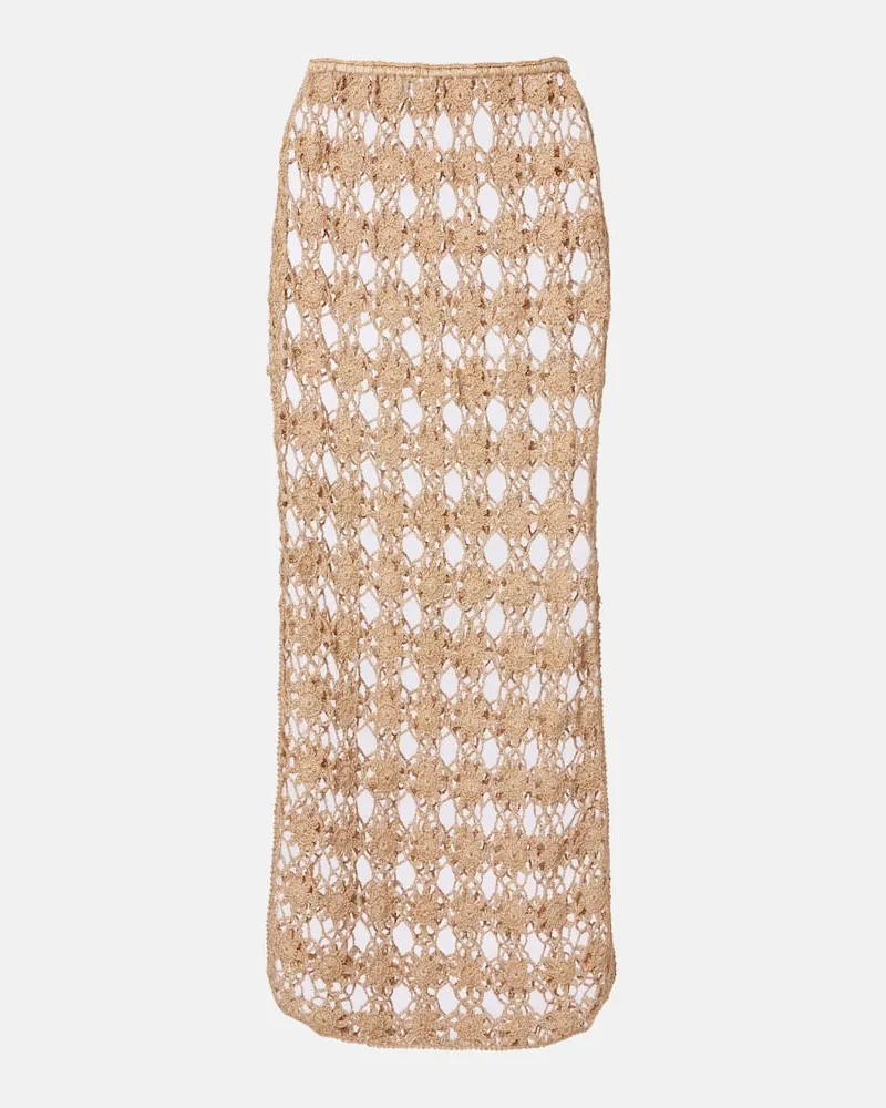 Anna Kosturova Midirock Bella Rosette aus Häkelstrick Gold