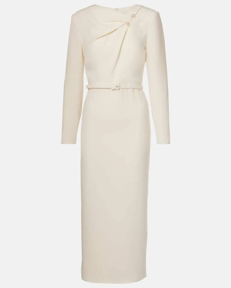 Roland Mouret Verziertes Midikleid aus Cady Weiß
