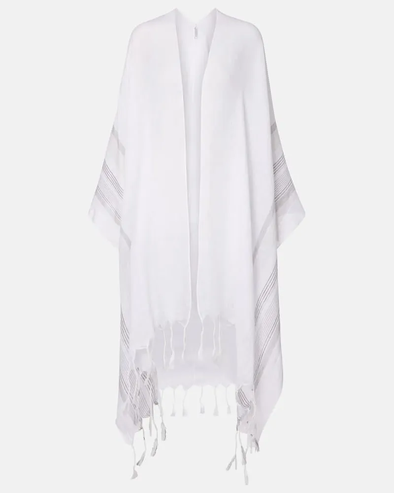 Brunello Cucinelli Poncho aus Leinen Weiã
