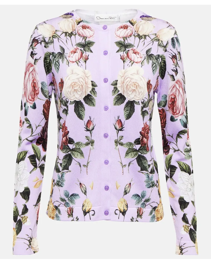 Oscar de la Renta Cardigan aus einem Baumwollgemisch Lila