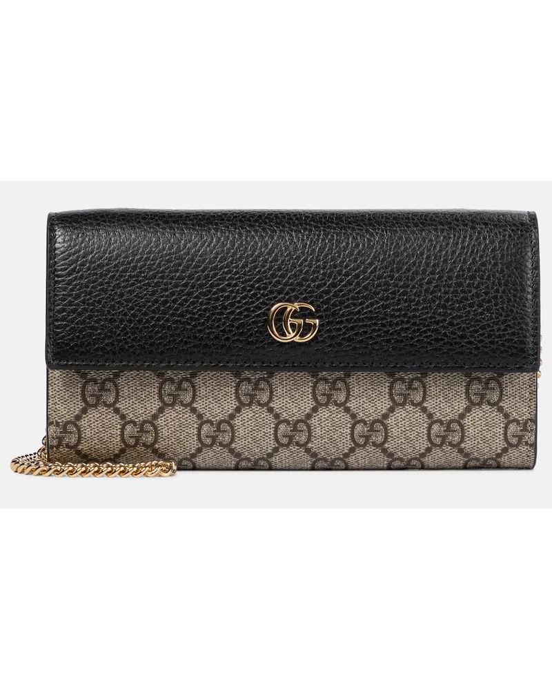 Gucci Clutch GG Marmont mit Leder Schwarz