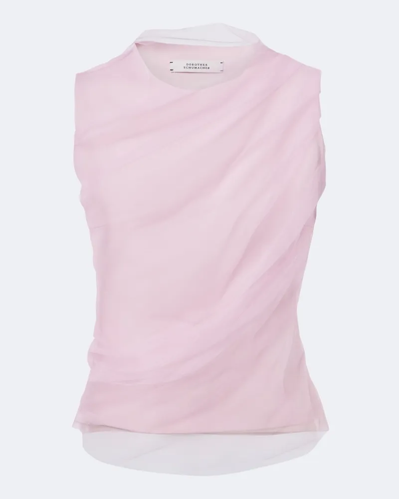 Dorothee Schumacher Top aus drapiertem Jersey und Tüll Rosa