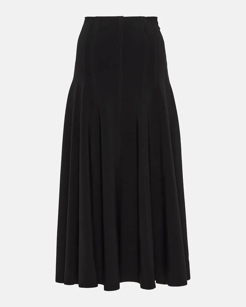 Norma Kamali High-Rise-Midirock Grace aus Jersey Schwarz