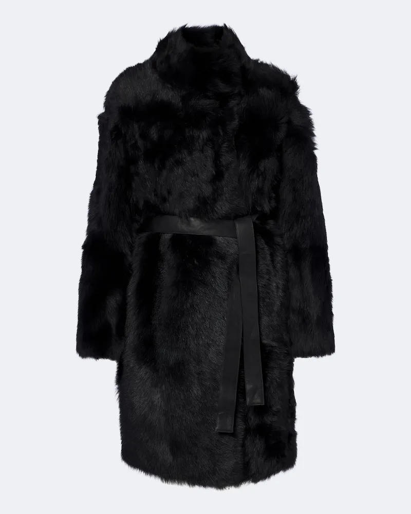 Yves Salomon Wendbarer Mantel aus Shearling Schwarz