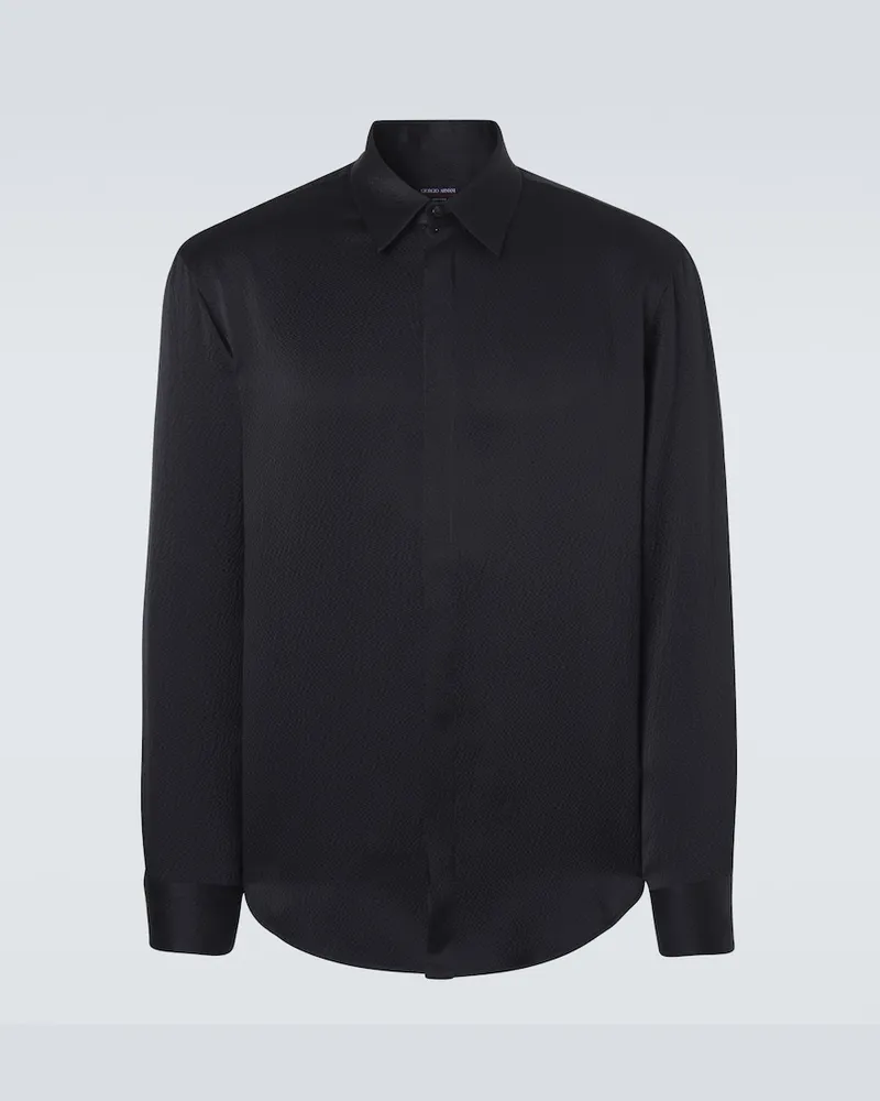 Giorgio Armani Hemd aus Seidensatin Schwarz