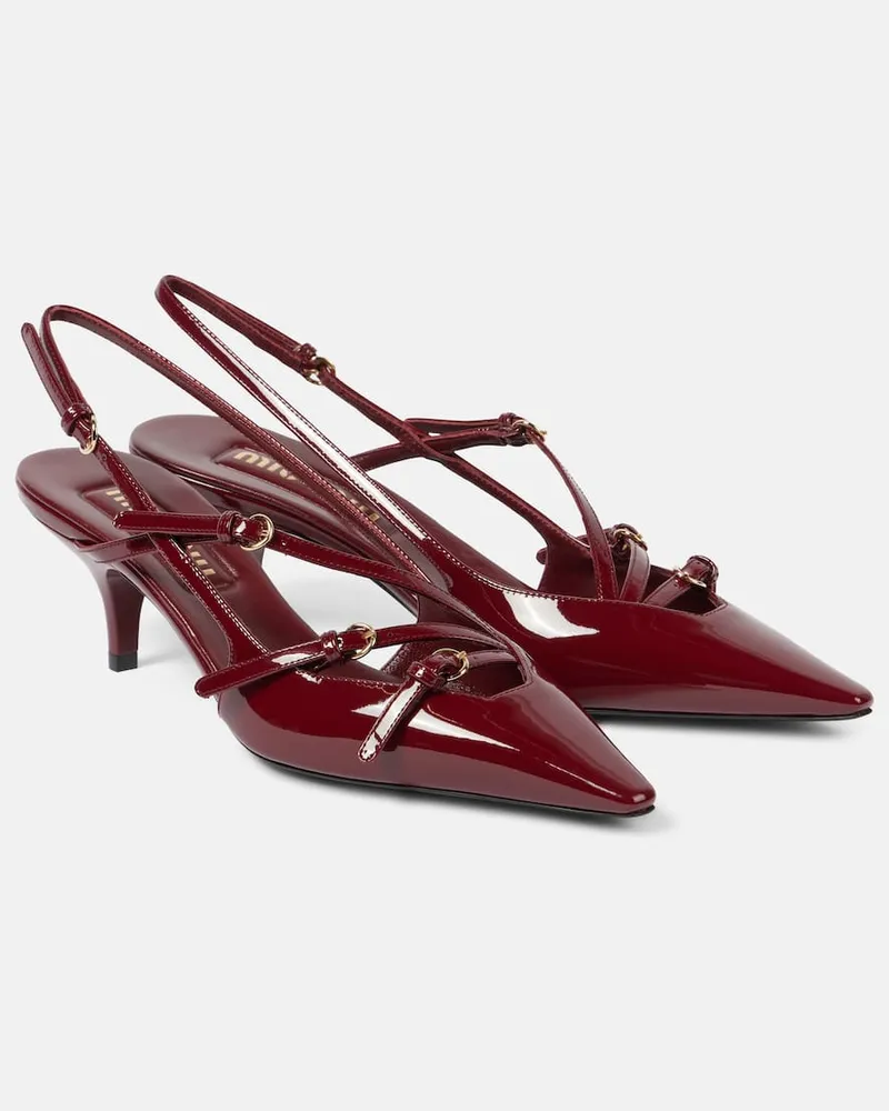 Miu Miu Slingback-Pumps 55 aus Lackleder Burgunderrot