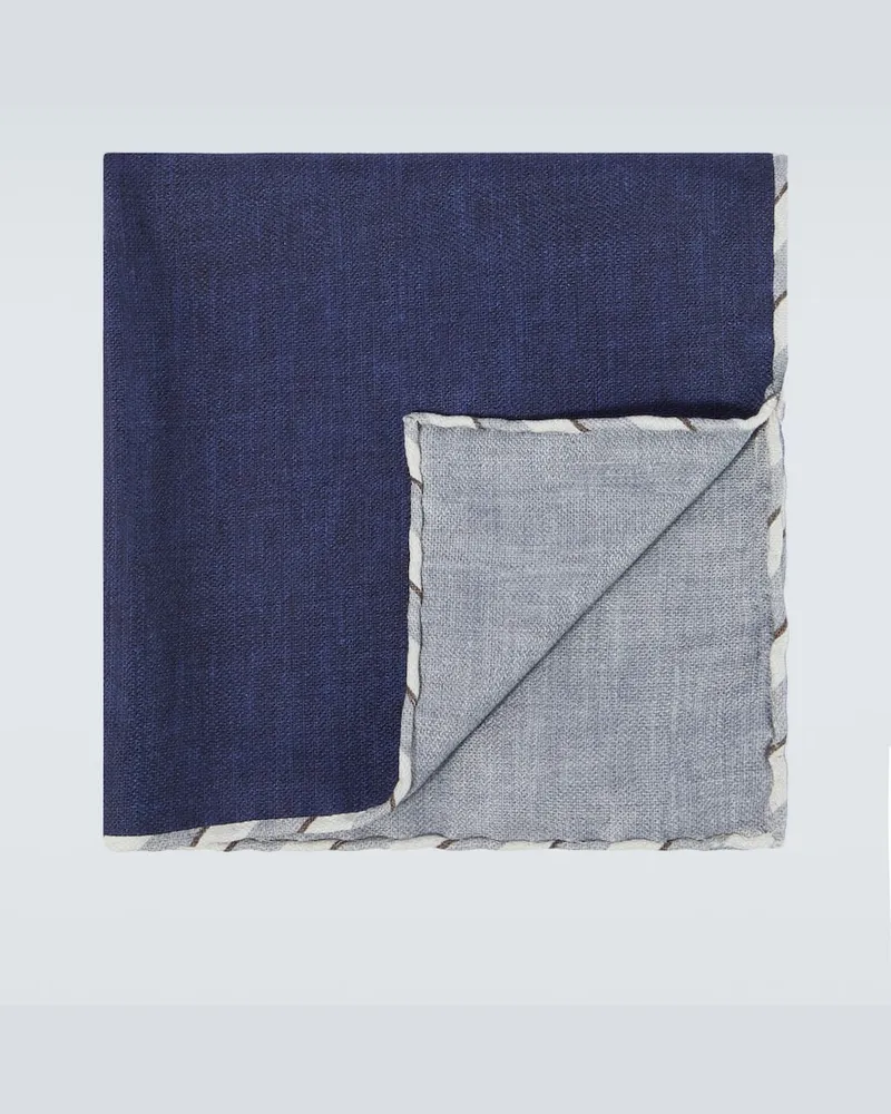 Brunello Cucinelli Einstecktuch aus Seide Blau