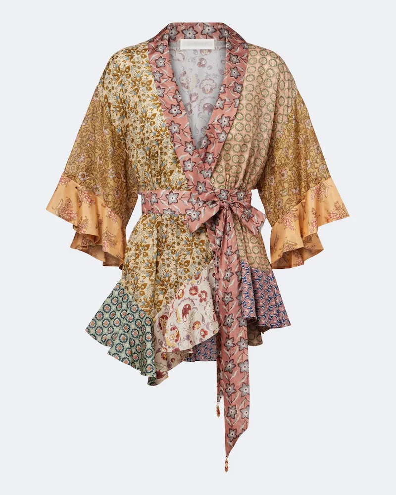 Zimmermann Wickeltop Fairlight aus Seide Multicolor