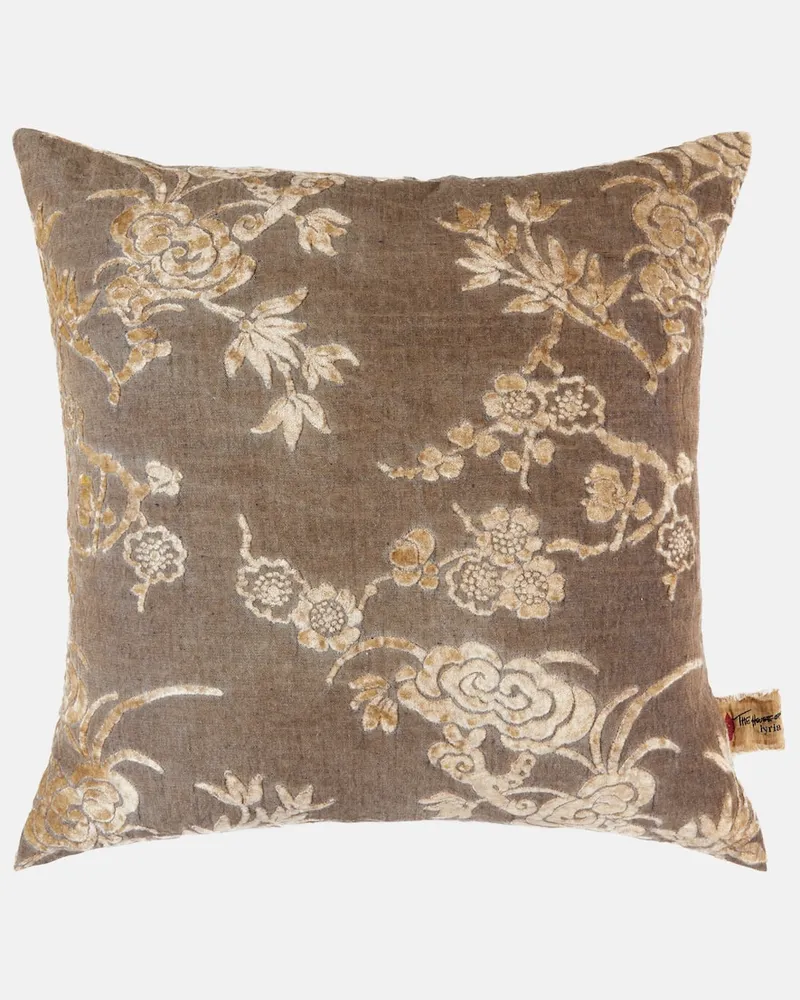 The House of Lyria Kissen Scabiosa aus Samt-Jacquard Grau