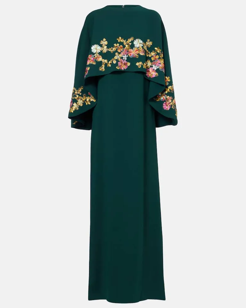 COSTARELLOS Verzierte Robe aus Crêpe Grün