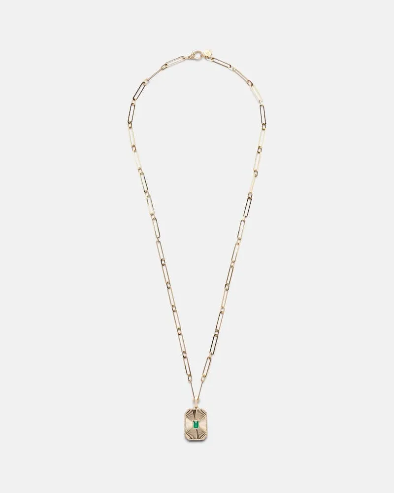 SHAY Halskette Radiant Deco aus 18kt Gelbgold mit Diamanten und Smaragd Gold