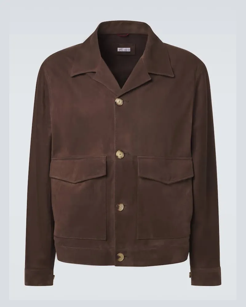 Brunello Cucinelli Jacke aus Veloursleder Braun
