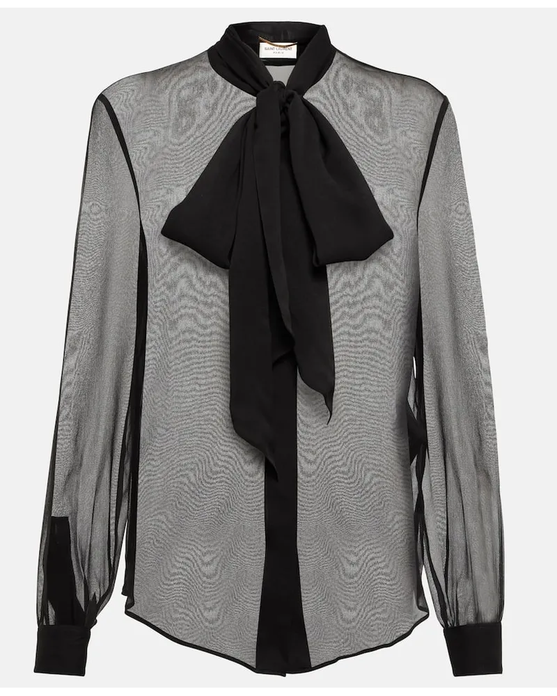 Saint Laurent Schluppenbluse aus Seide Schwarz
