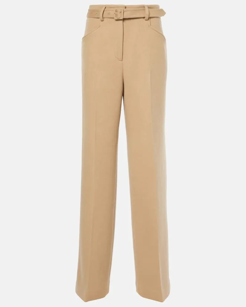 Gabriela Hearst Gerade Hose Norman aus Kaschmir Beige