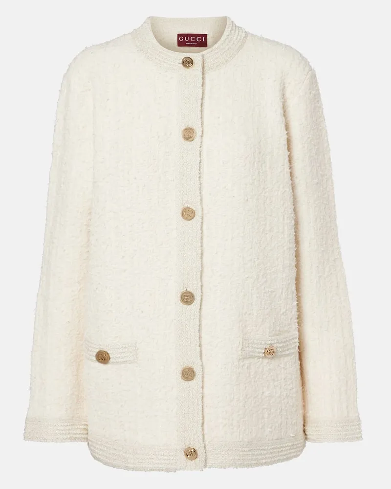 Gucci Cardigan aus Bouclé Weiß