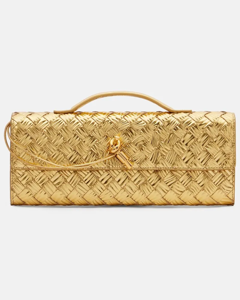 Bottega Veneta Clutch Andiamo aus Metallic-Leder Gold