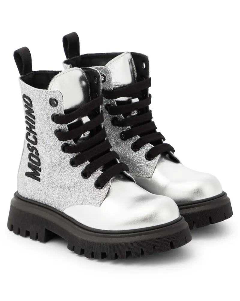 Moschino Stiefel aus Leder Silber