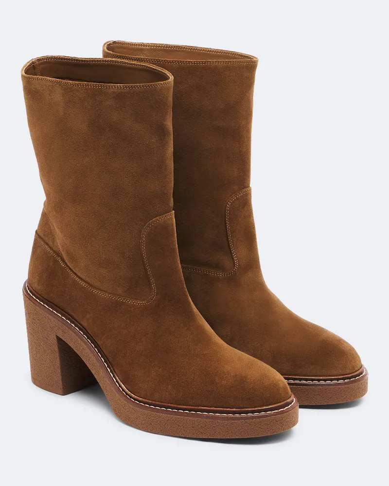 Aquazzura Ankle Boots Valley aus Veloursleder Braun