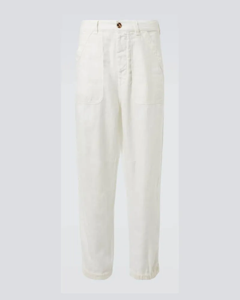 Brunello Cucinelli Hose aus Leinen Weiß