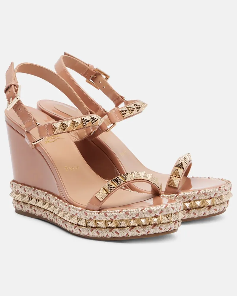 Christian Louboutin Espadrille-Sandalen Pyraclou 110 aus Leder Rosa