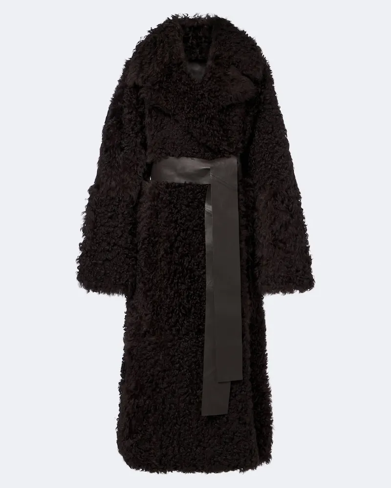 Joseph Wendbarer Mantel Magnus aus Shearling mit Leder Braun