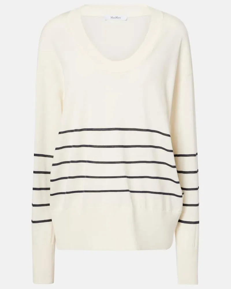 Max Mara Pullover Levante aus Baumwolle und Seide Weiß