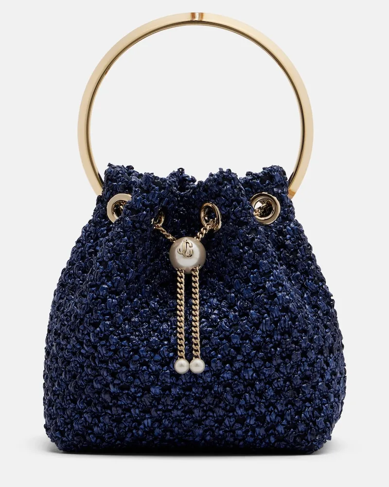Jimmy Choo Bucket Bag Bon Bon Small mit Zierperlen Blau