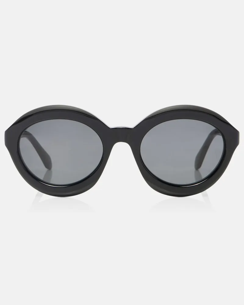 Alaïa Alaïa Runde Sonnenbrille Lettering Logo Schwarz
