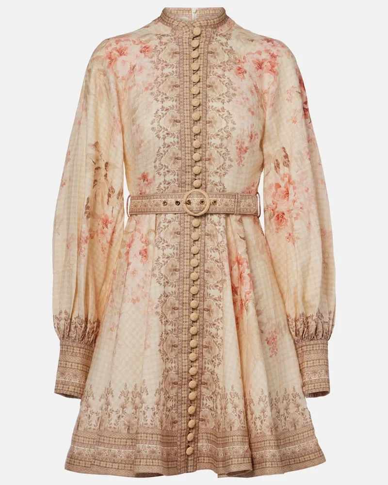 Zimmermann Minikleid Illuminate aus Leinen Multicolor