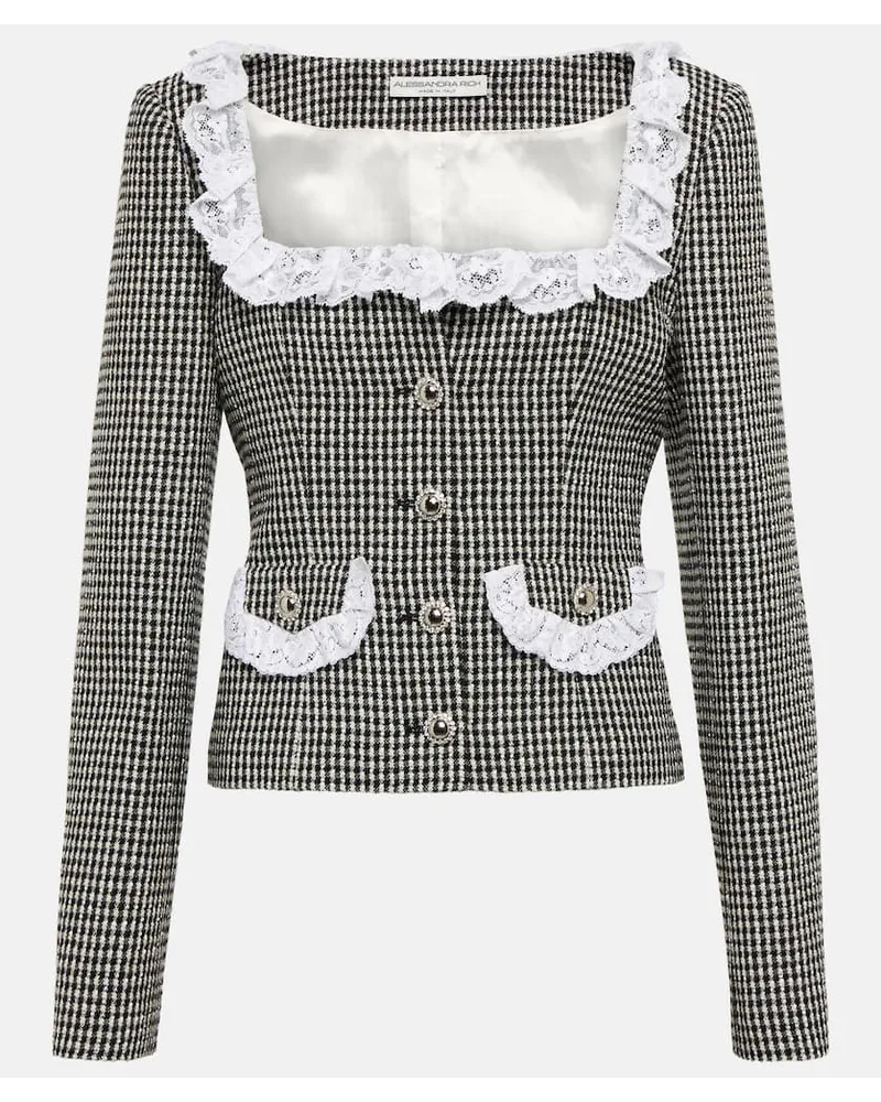 Alessandra Rich Jacke aus Tweed mit Spitze Multicolor