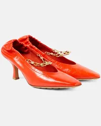 Bottega Veneta Pumps Sharp Chain aus Leder Orange